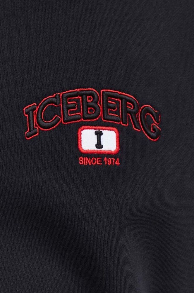Бавовняна кофта Iceberg чоловіча колір чорний з аплікацією (3445486) фото 5
