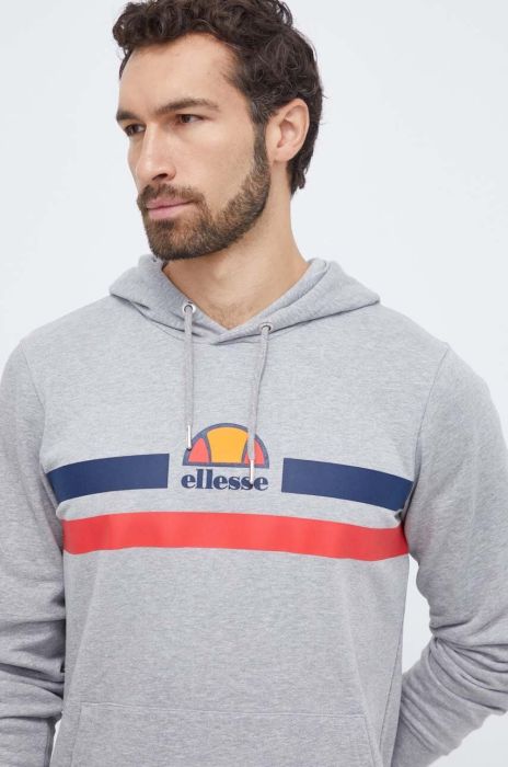 Кофта Ellesse чоловіча колір сірий з капюшоном з принтом (3624971)