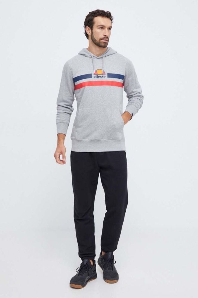Кофта Ellesse чоловіча колір сірий з капюшоном з принтом (3624971) фото 2