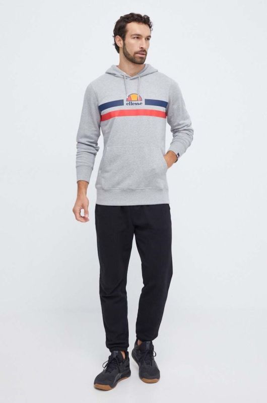 Кофта Ellesse чоловіча колір сірий з капюшоном з принтом (3624971) фото 2
