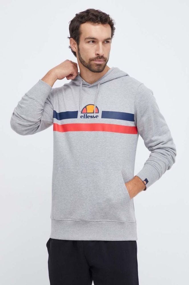 Кофта Ellesse чоловіча колір сірий з капюшоном з принтом (3624971) фото 4