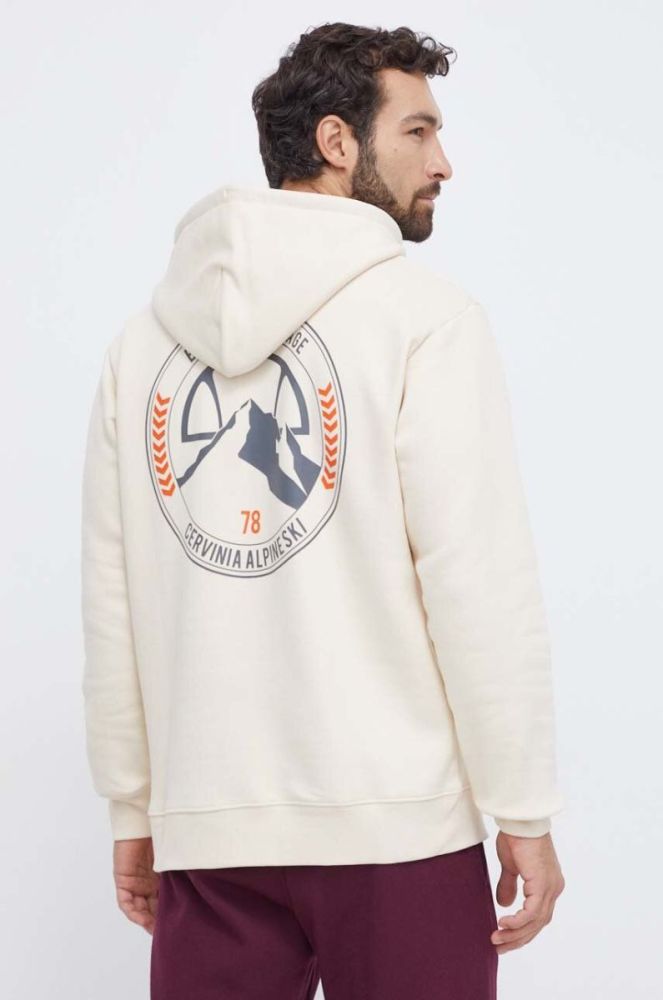 Кофта Ellesse чоловіча колір бежевий з капюшоном однотонна фото 3