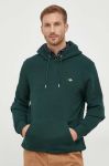 Кофта Gant чоловіча колір зелений з капюшоном однотонна