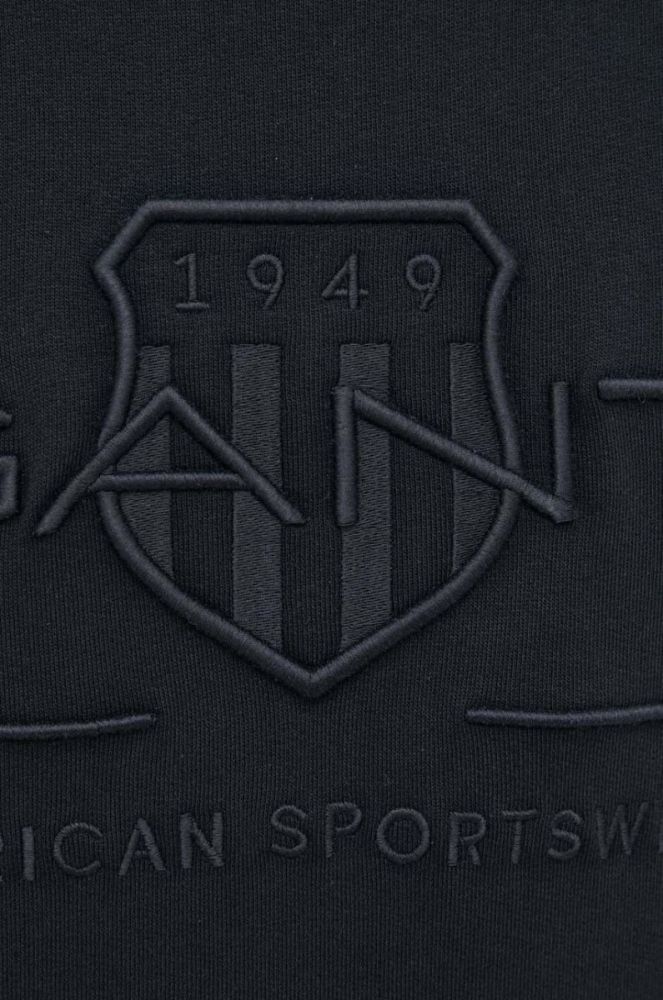 Бавовняна кофта Gant чоловіча колір чорний з аплікацією фото 5