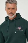 Кофта Gant чоловіча колір зелений з капюшоном з аплікацією (3609371) Кофта Gant чоловіча колір зелений з капюшоном з аплікацією (3609371)