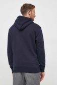 Бавовняна кофта Gant чоловіча колір синій з капюшоном з аплікацією