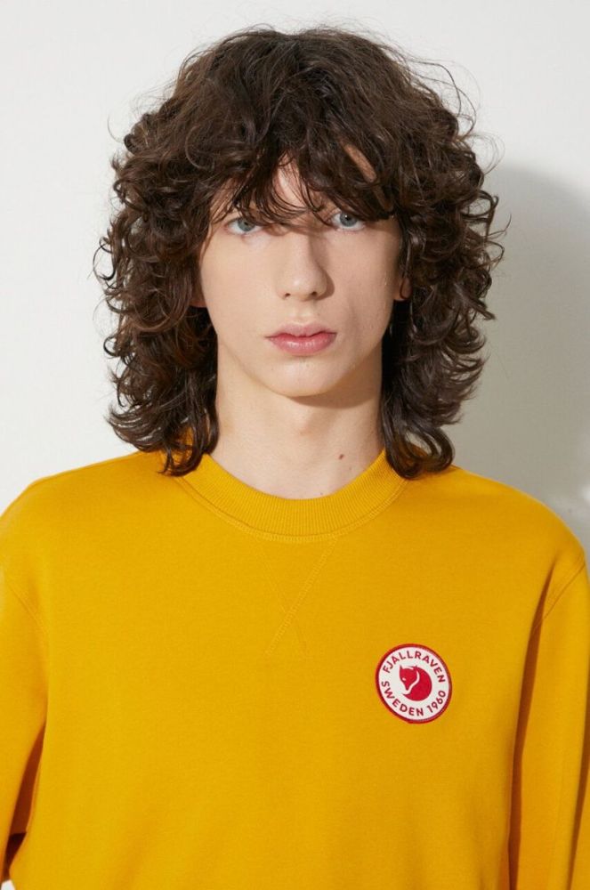 Бавовняна кофта Fjallraven 1960 Logo чоловіча колір жовтий з аплікацією фото 5