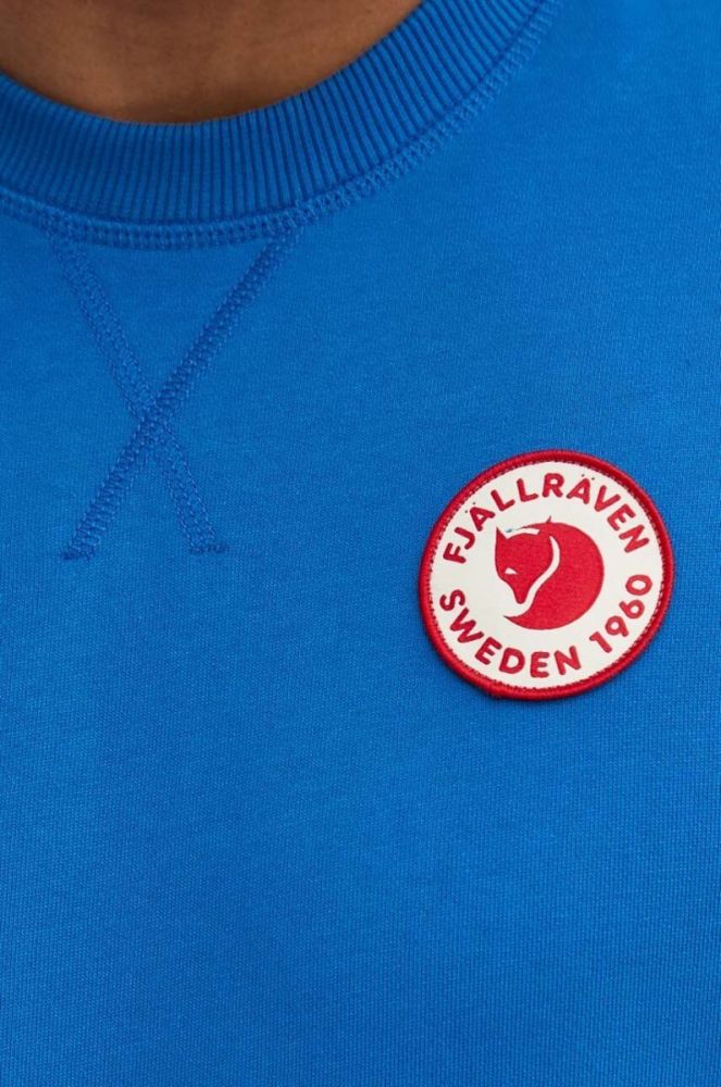 Бавовняна кофта Fjallraven 1960 Logo чоловіча  однотонна колір блакитний фото 5