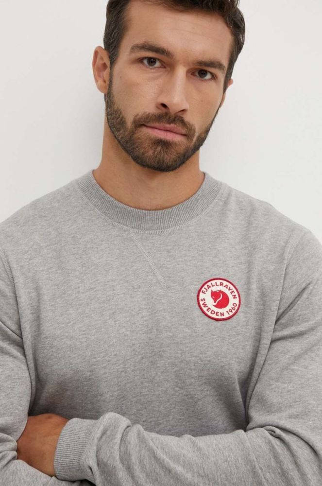 Бавовняна кофта Fjallraven 1960 Logo чоловіча колір сірий меланж фото 4