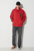 Бавовняна кофта KSUBI чоловіча колір червоний з капюшоном з принтом