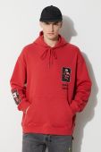 Бавовняна кофта KSUBI чоловіча колір червоний з капюшоном з принтом