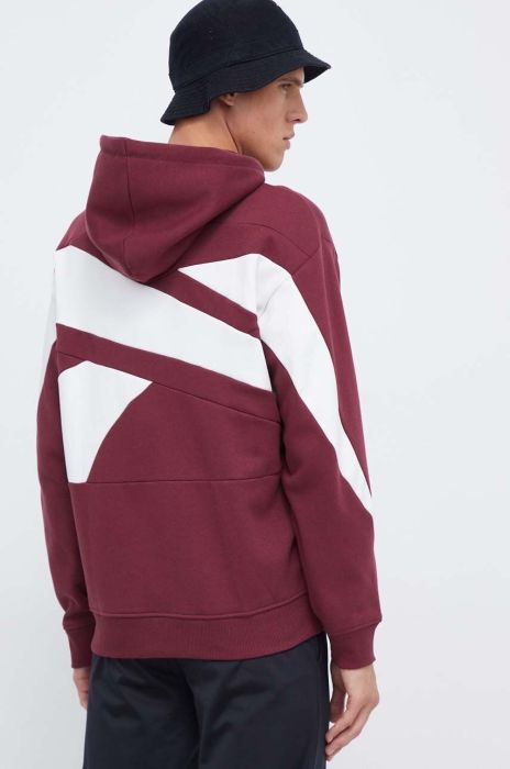Кофта Reebok Classic чоловіча колір бордовий з капюшоном візерунок