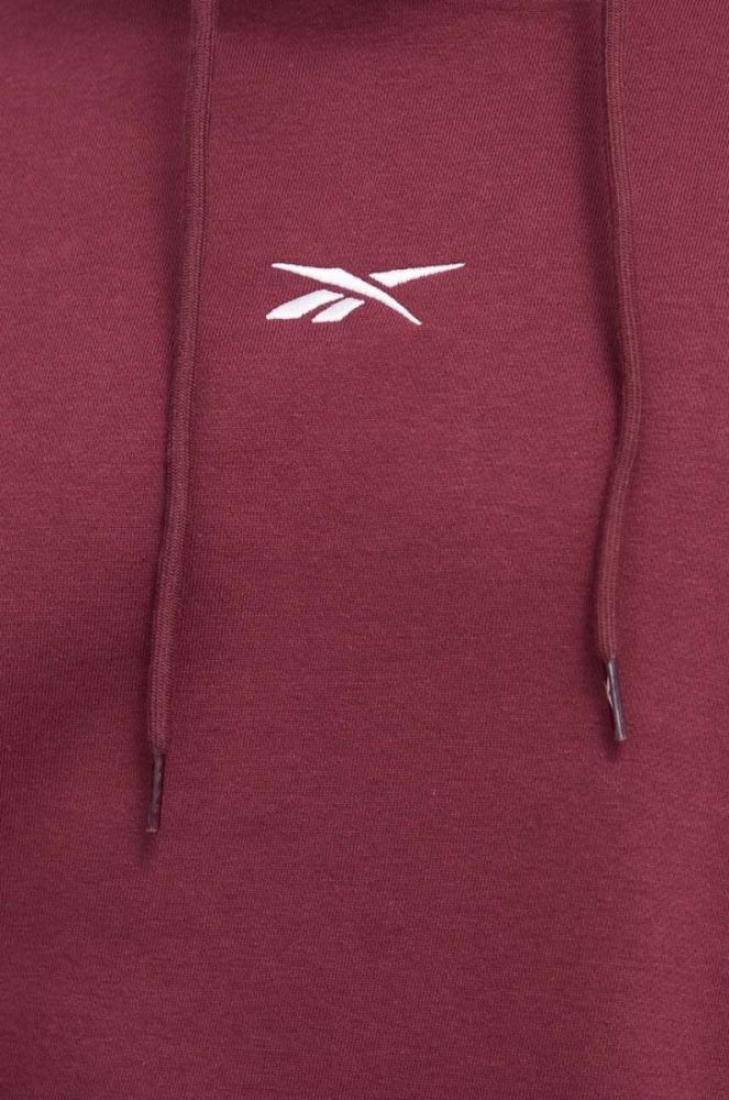 Кофта Reebok Classic чоловіча колір бордовий з капюшоном візерунок фото 5