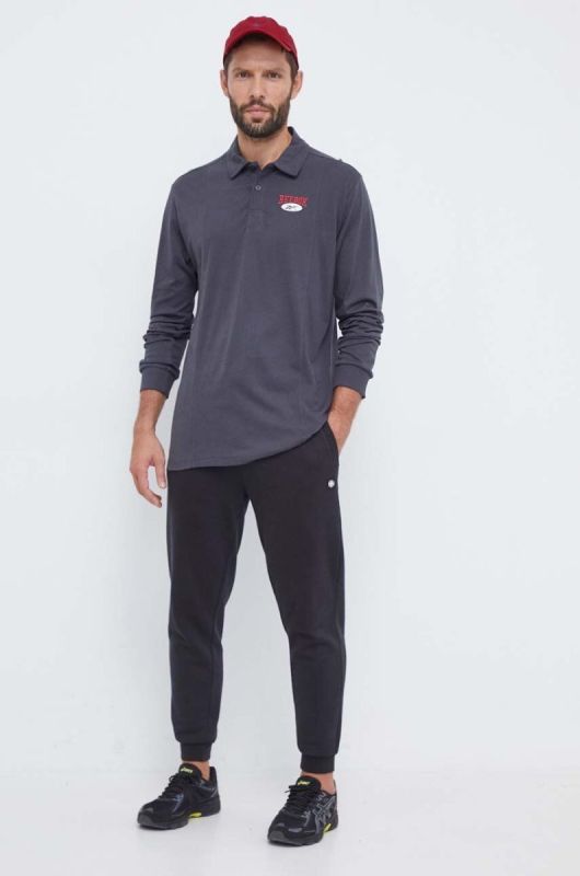 Бавовняний лонгслів Reebok Classic колір сірий з принтом фото 2