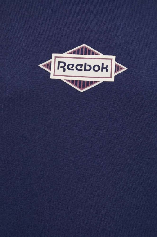 Бавовняна кофта Reebok Classic чоловіча колір синій з принтом фото 5