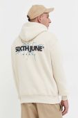 Кофта Sixth June чоловіча колір бежевий з капюшоном з принтом (3537498)
