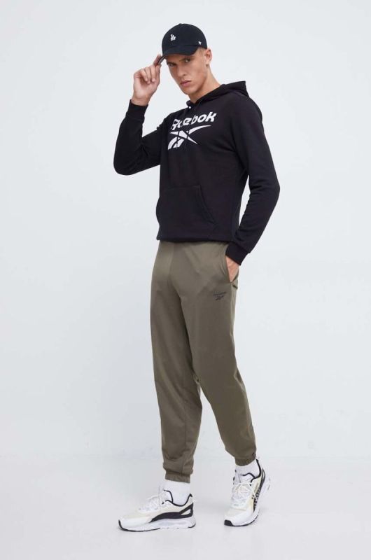 Кофта Reebok чоловіча колір чорний з капюшоном з принтом (3550043) фото 2