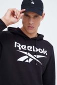 Кофта Reebok чоловіча колір чорний з капюшоном з принтом (3550043)