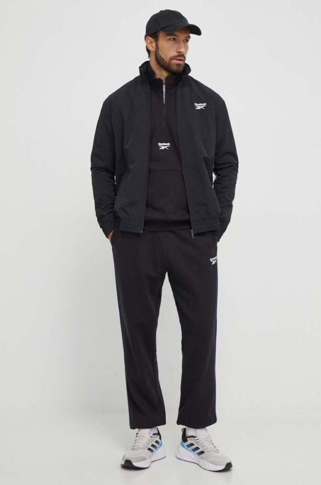 Кофта Reebok чоловіча колір чорний з аплікацією фото 2