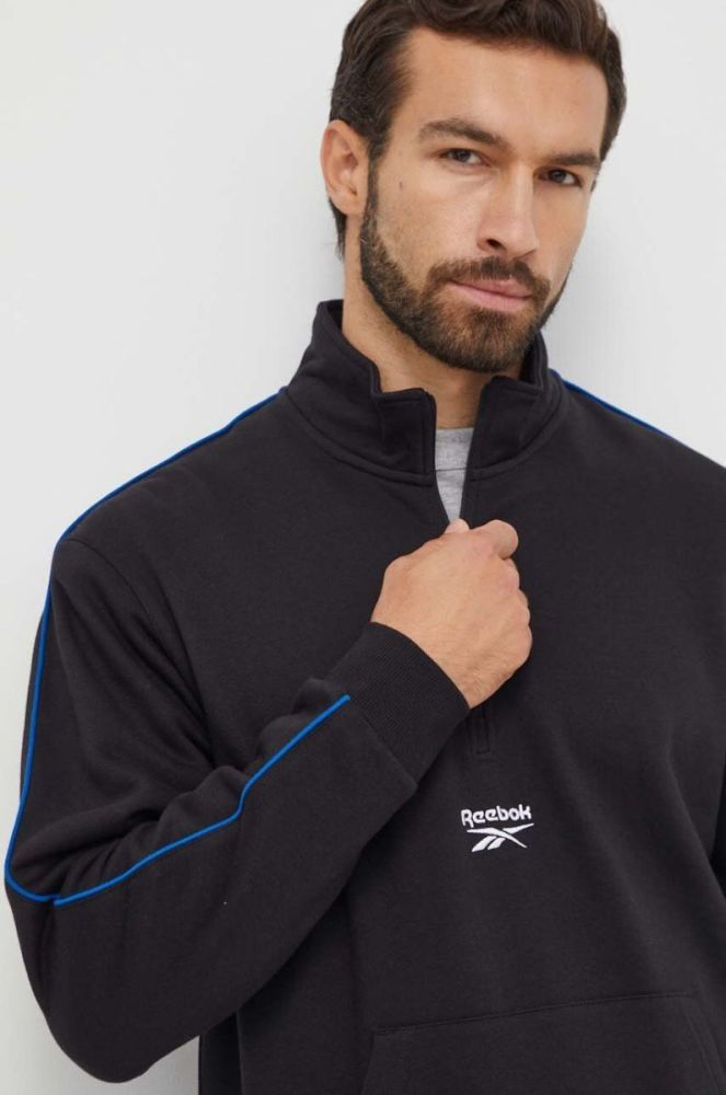Кофта Reebok чоловіча колір чорний з аплікацією фото 4