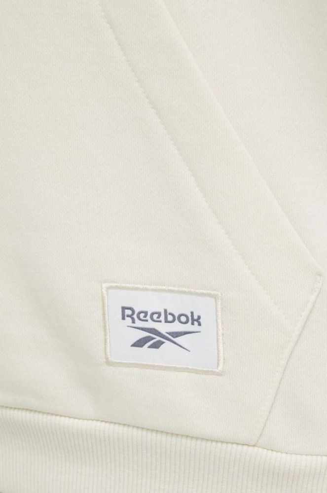 Кофта Reebok Classic чоловіча колір бежевий з капюшоном однотонна фото 5