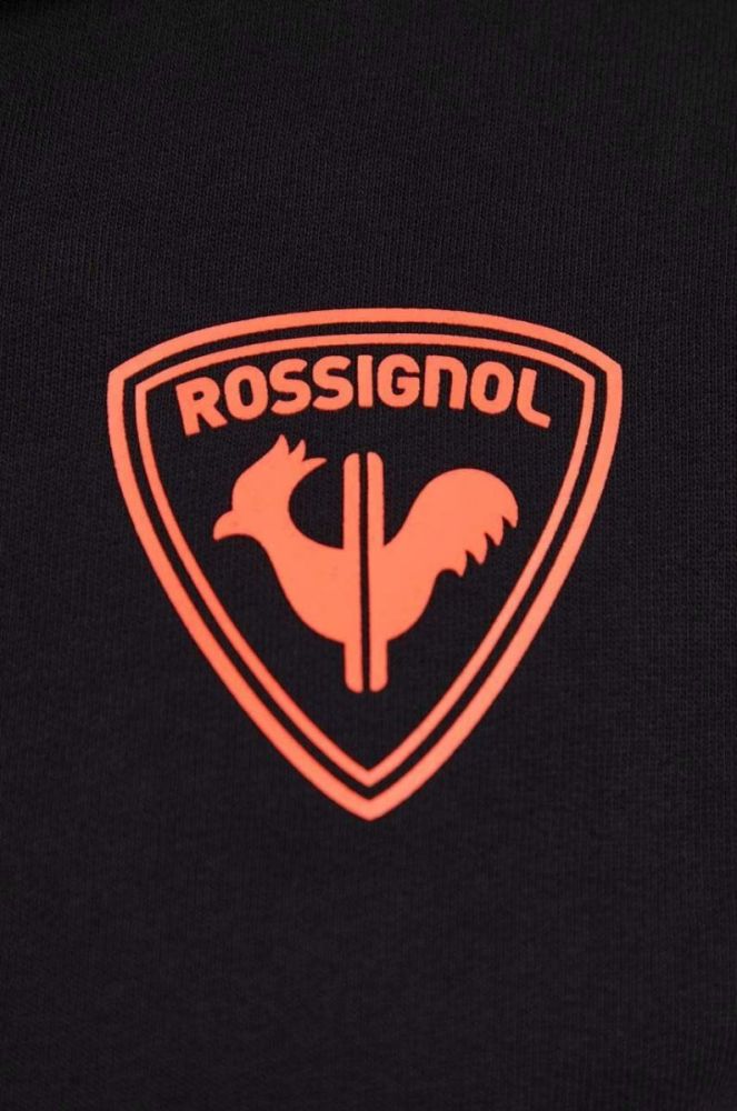 Бавовняна кофта Rossignol HERO чоловіча колір чорний з капюшоном з принтом (3649485) фото 5