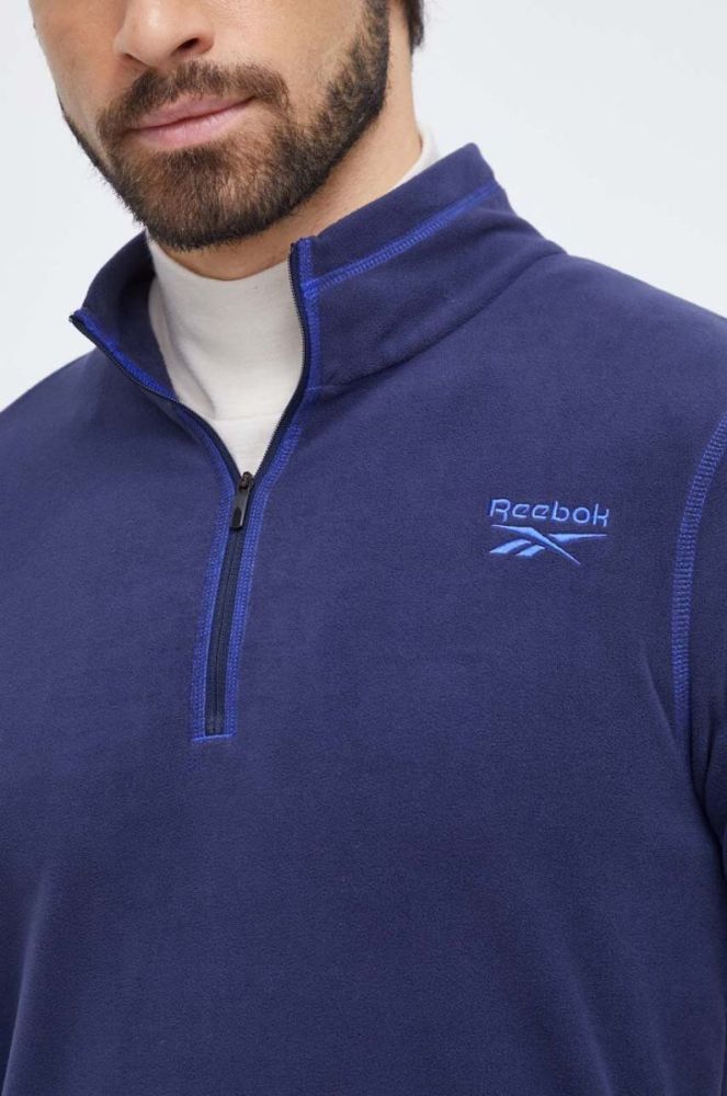 Спортивна кофта Reebok колір синій однотонна фото 5