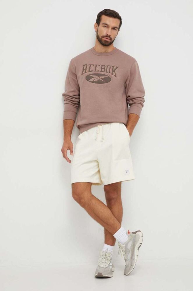 Кофта Reebok Classic чоловіча колір коричневий з аплікацією фото 2