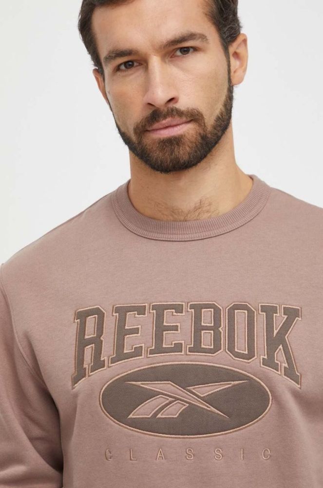 Кофта Reebok Classic чоловіча колір коричневий з аплікацією фото 4