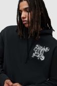 Бавовняна кофта AllSaints SABRERATTLER чоловіча колір чорний з капюшоном з принтом