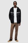 Бавовняна кофта AllSaints UNDERGROUND чоловіча колір чорний з капюшоном з принтом