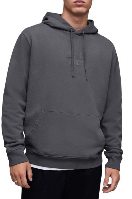 Бавовняна кофта AllSaints MG114Z VARDEN OTH HOODY чоловіча колір сірий з капюшоном з принтом