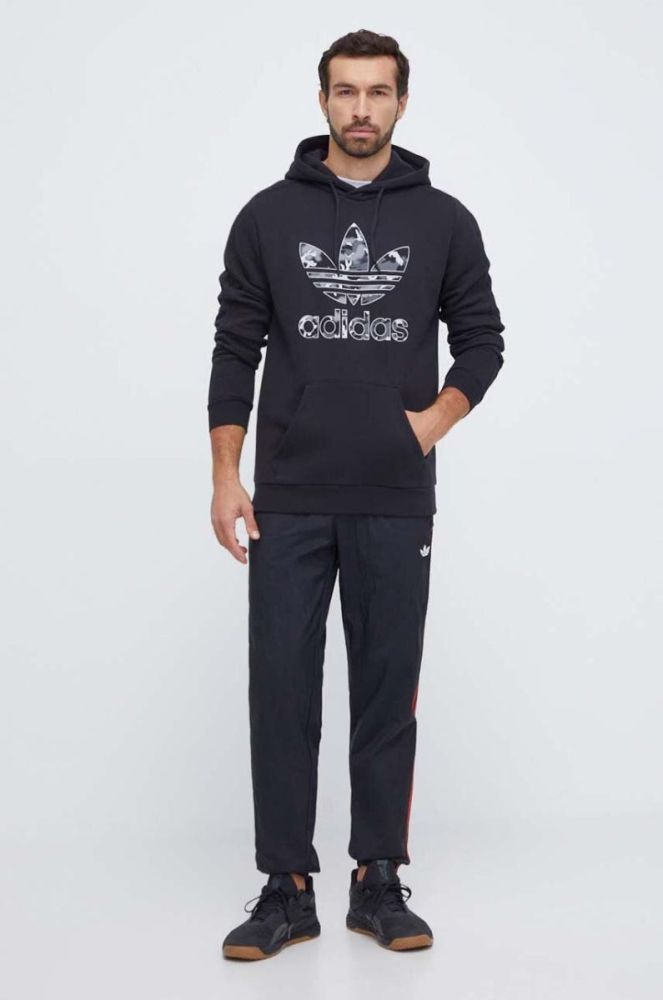 Кофта adidas Originals чоловіча колір чорний з капюшоном з принтом (3617396) фото 2