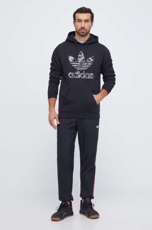 Кофта adidas Originals чоловіча колір чорний з капюшоном з принтом (3617396) фото 2