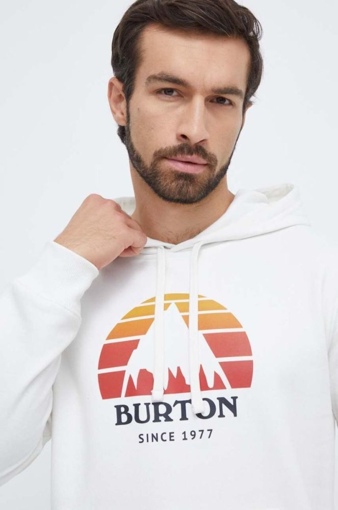 Кофта Burton чоловіча колір білий з капюшоном з принтом фото 4