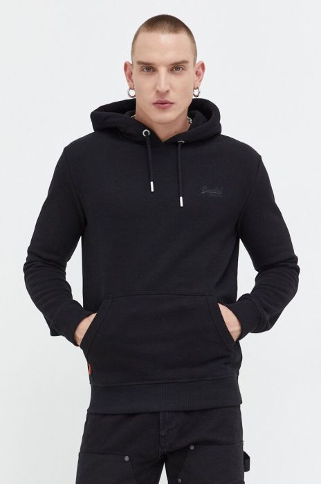 Кофта Superdry чоловіча колір чорний з капюшоном однотонна (3675685)