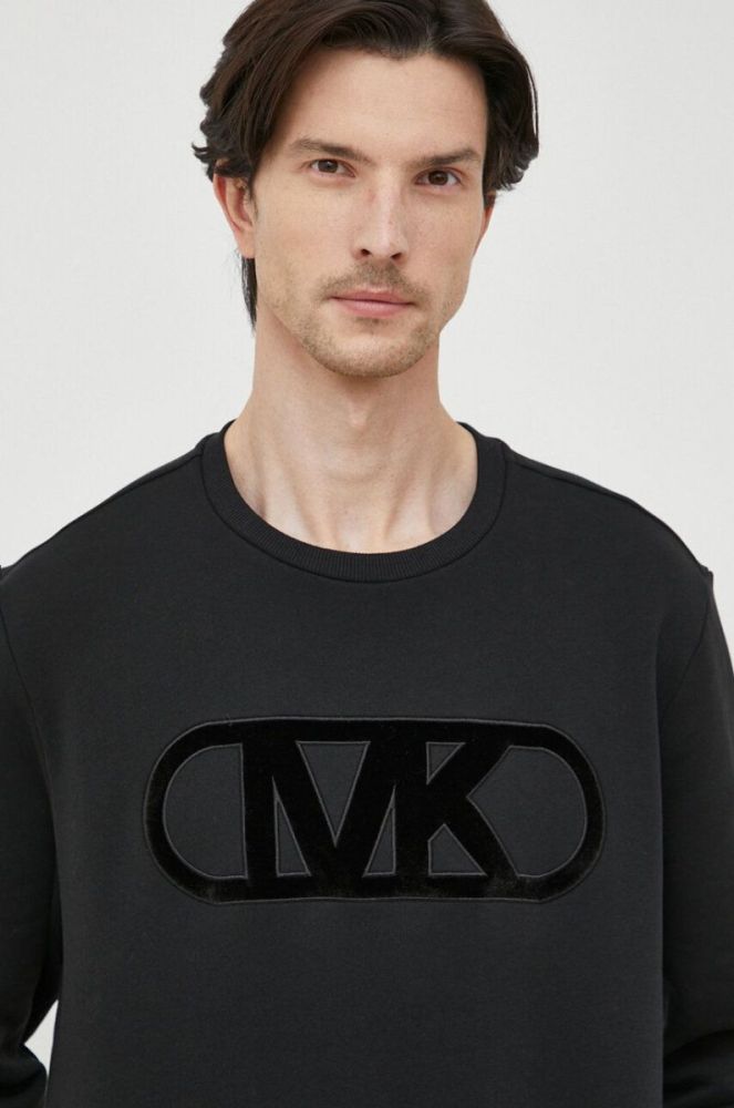 Бавовняна кофта Michael Kors чоловіча колір чорний з аплікацією фото 4