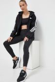 Кофта adidas колір чорний з капюшоном однотонна