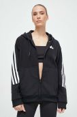 Кофта adidas колір чорний з капюшоном однотонна