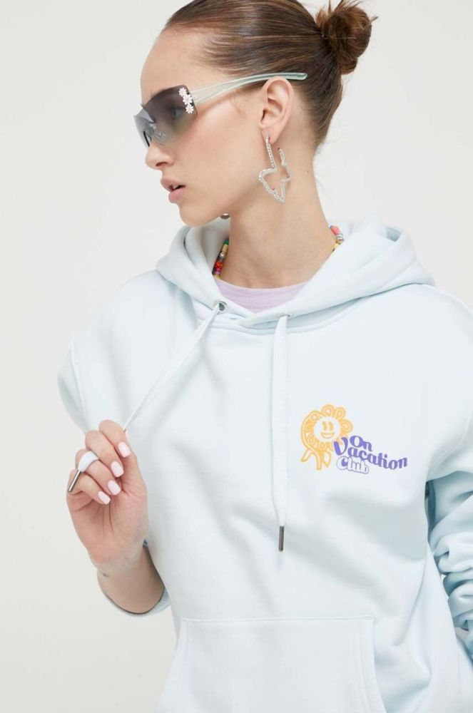 Кофта On Vacation з капюшоном з принтом колір блакитний фото 4