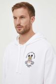 Бавовняна кофта United Colors of Benetton DISNEY колір білий з капюшоном з принтом