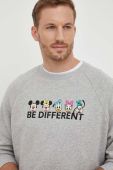 Бавовняна кофта United Colors of Benetton x Disney колір сірий з принтом