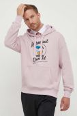 Бавовняна кофта United Colors of Benetton x Disney колір рожевий з капюшоном візерунок