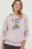 Бавовняна кофта United Colors of Benetton x Disney колір рожевий з капюшоном візерунок