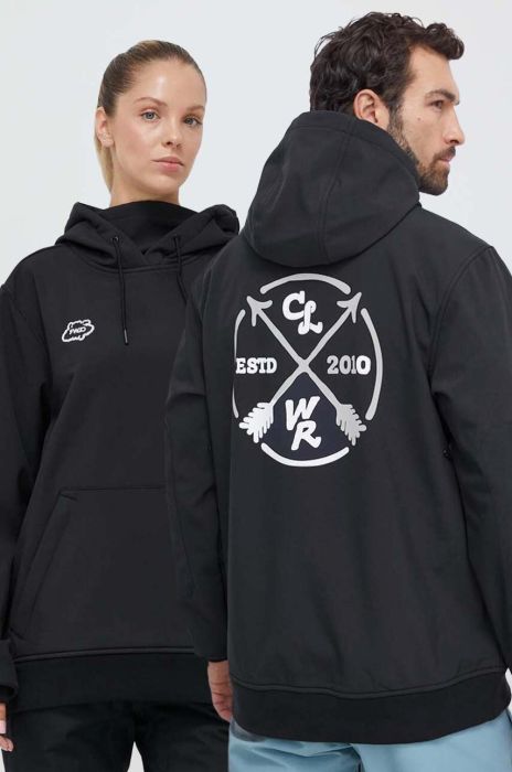 Спортивна кофта Colourwear Est 2010 колір чорний з капюшоном з принтом