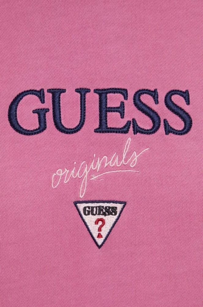 Кофта Guess Originals колір фіолетовий з капюшоном з аплікацією фото 6