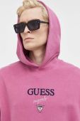 Кофта Guess Originals колір фіолетовий з капюшоном з аплікацією