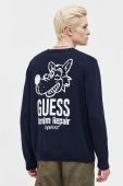 Бавовняний светр Guess Originals колір синій легкий
