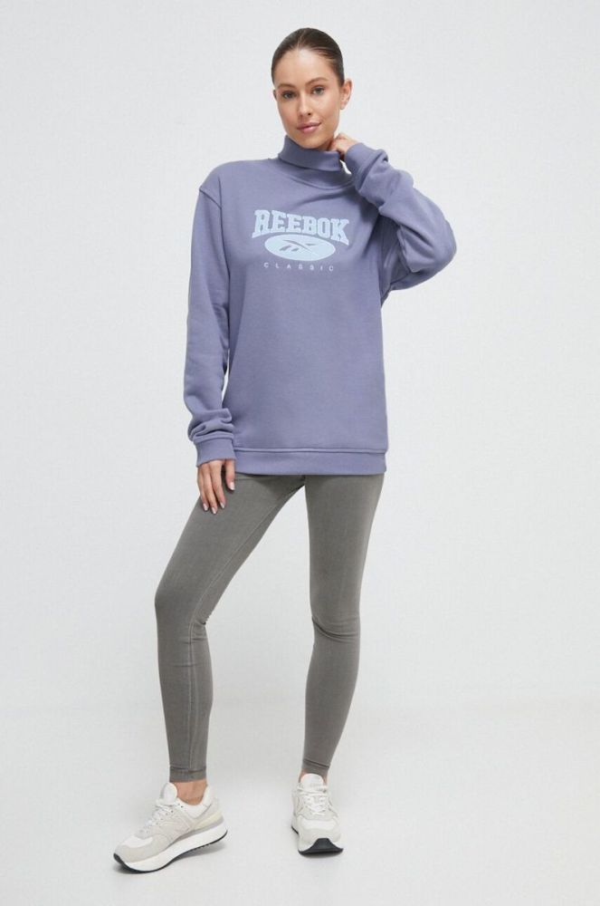 Бавовняна кофта Reebok Classic з аплікацією колір блакитний фото 3
