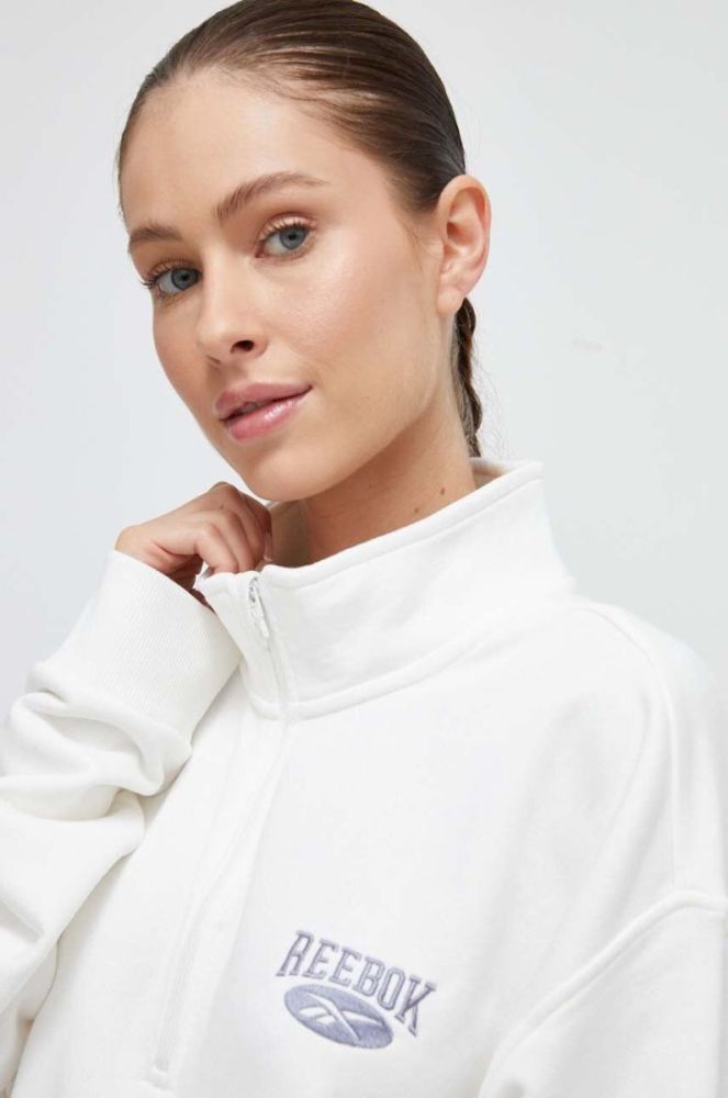 Бавовняна кофта Reebok Classic колір білий з аплікацією фото 9